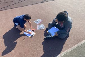Students working outside 